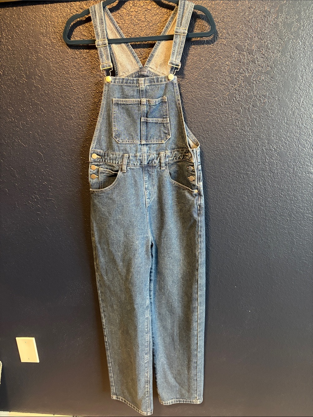 SHEIN Vintage-Style Blue Denim Overalls with Adjustable Straps